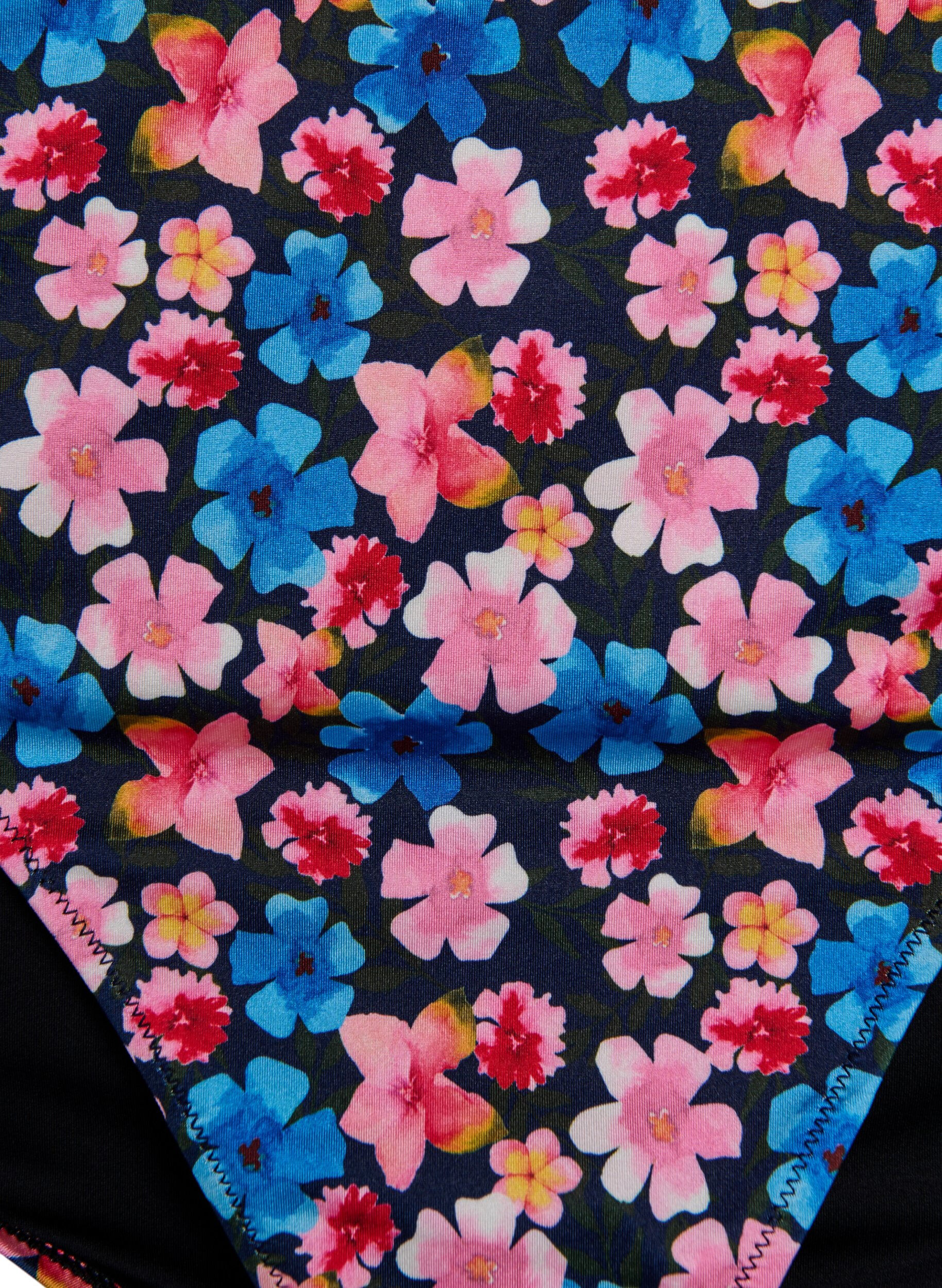 Zizzi Blomstret bikiniunderdel med h&oslash;j talje, Lyser&oslash;d, Packshot image number 2