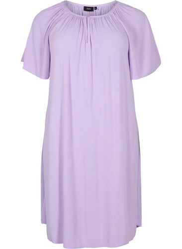Kortærmet kjole i viskose, Lavendula, Packshot image number 0