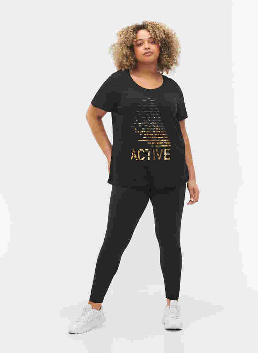 Trænings t-shirt med print, Black gold foil logo, Model image number 2
