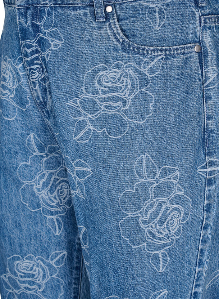 Mille jeans med blomstermønster, Blå, Packshot image number 2