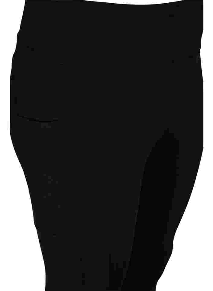 Cropped træningstights med lomme og reflex, Black, Packshot image number 3