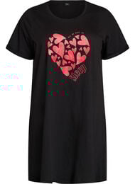 Kort&aelig;rmet natkjole i &oslash;kologisk bomuld , Sort