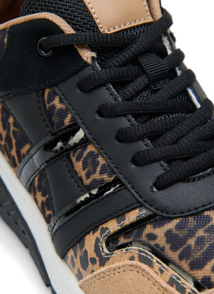 Wide fit sneakers med leoprint, Leopard Print, Packshot image number 3