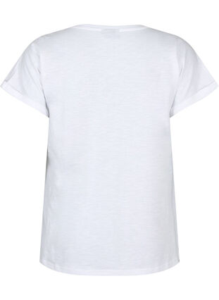 T-shirt i økologisk bomuld med tryk, Bright White, Packshot image number 1