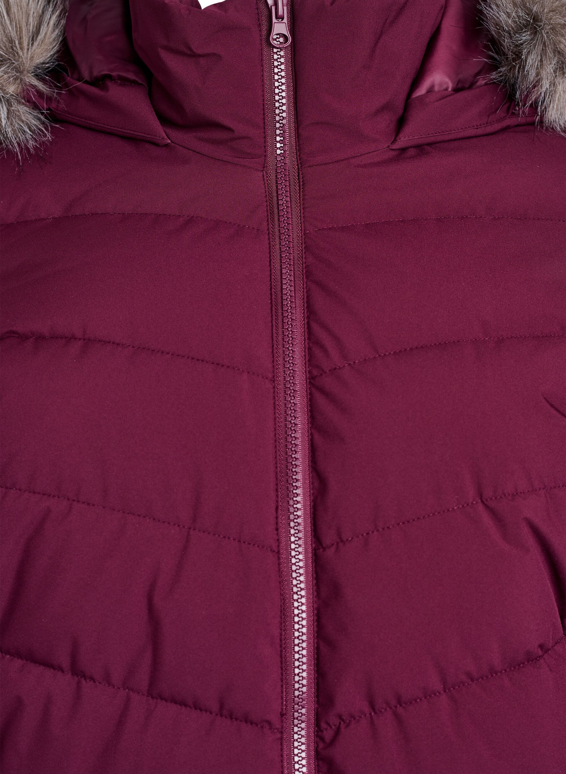 ZizziKort pufferjakke med h&aelig;tte, M&oslash;rk Bordeaux, Packshot image number 2