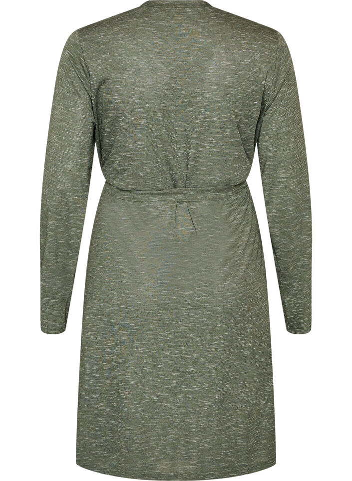 Lang cardigan i jersey med bindeb&aring;nd, Gr&oslash;n, Packshot image number 1