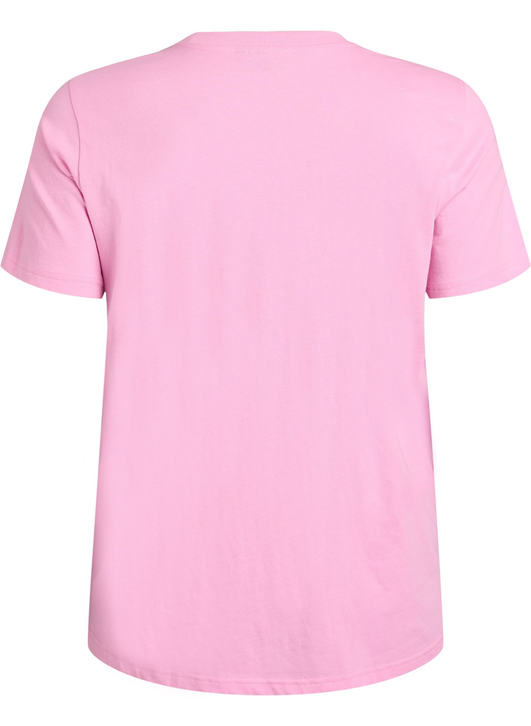 ZizziBasis t-shirt i bomuld med rund hals, Lyser&oslash;d, Packshot image number 1