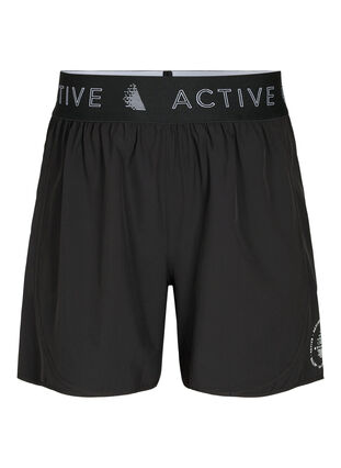 Trænings shorts med baglomme, Black, Packshot image number 0