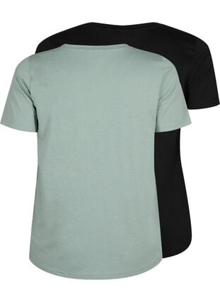 2-pak t-shirt med v-udskæring, Chinois Green/Black, Packshot image number 1