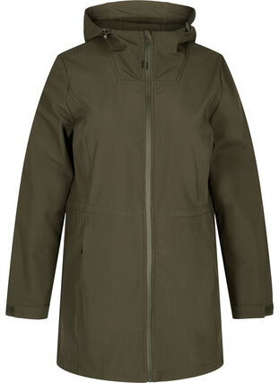 Softshell jakke med hætte og justerbar talje, Forest Night, Packshot image number 0