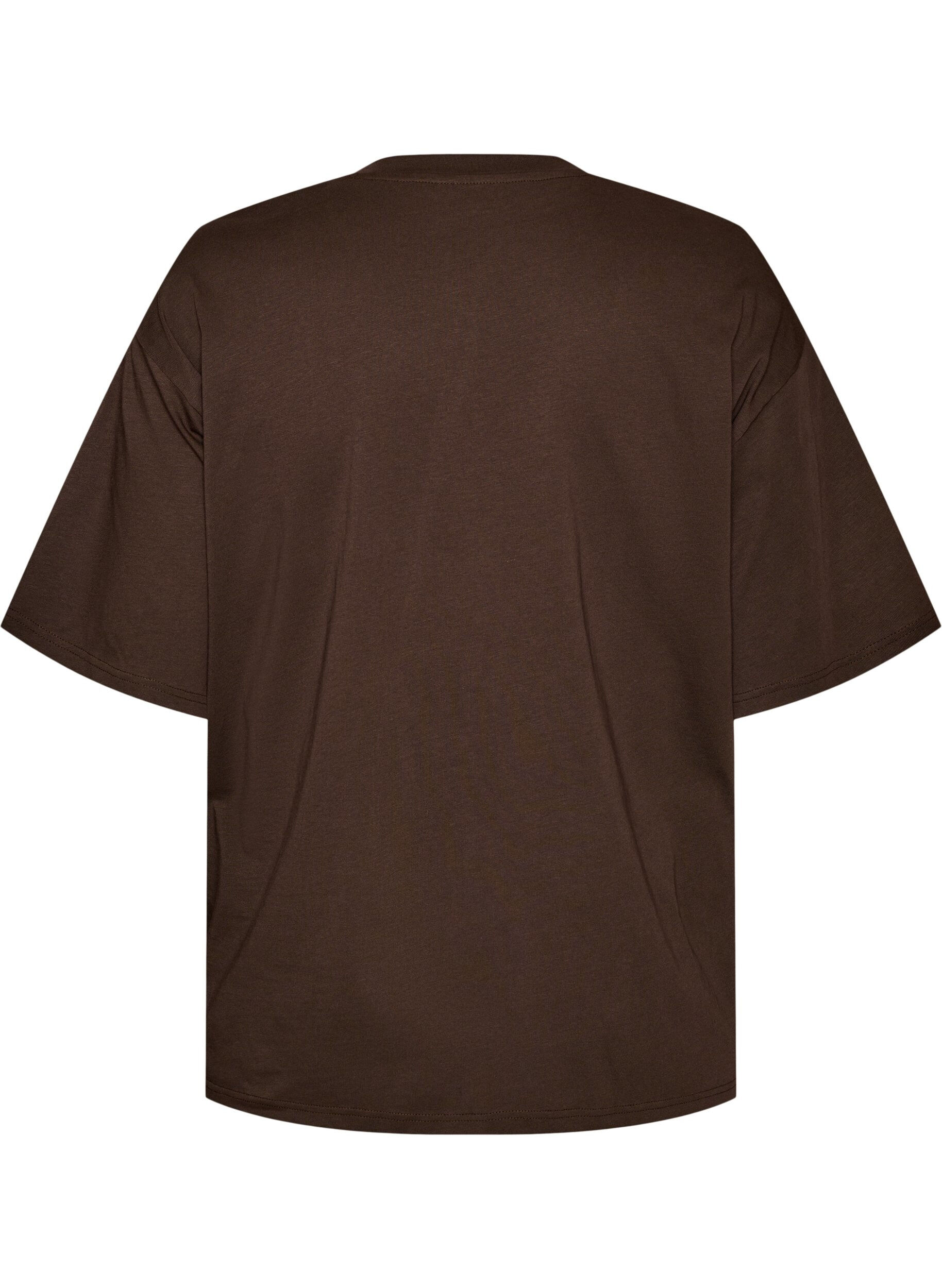 ZizziOversized T-shirt med stort fotoprint, Brun, Packshot image number 1