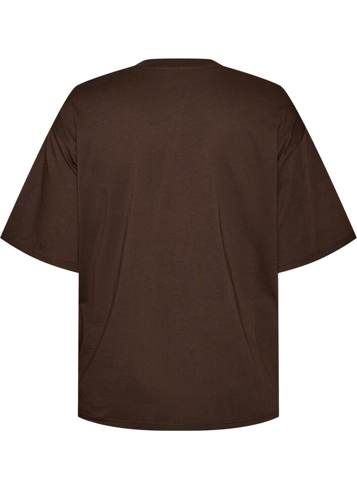 Oversized T-shirt med stort fotoprint, Brun, Packshot image number 1