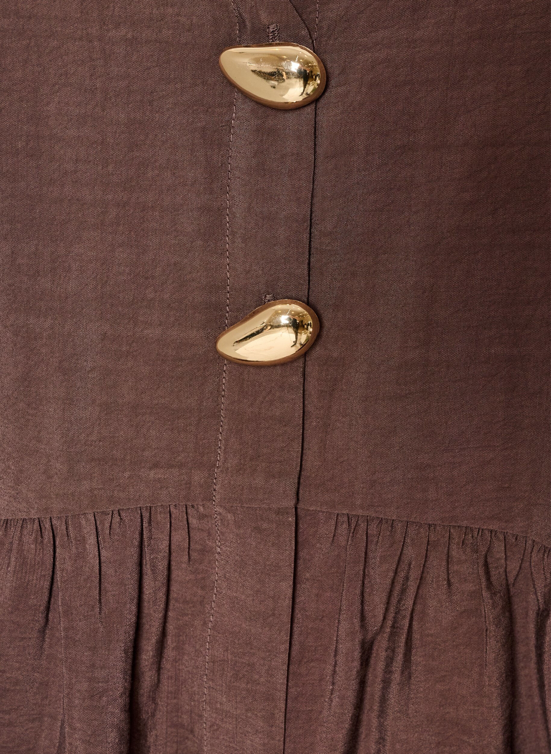 Zizzi&AElig;rmel&oslash;s peplumbluse med dekorative knapper, Brun, Packshot image number 2