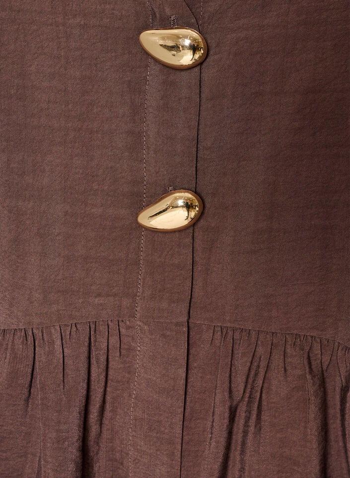 &AElig;rmel&oslash;s peplumbluse med dekorative knapper, Brun, Packshot image number 2