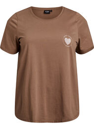 T-shirt med motiv, Brun