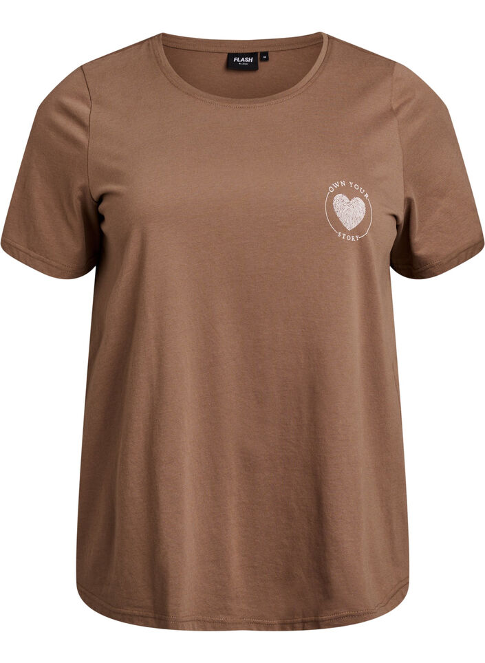 T-shirt med motiv, Brun, Packshot image number 0