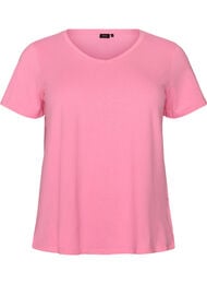 Ensfarvet basis t-shirt i bomuld, Lyser&oslash;d