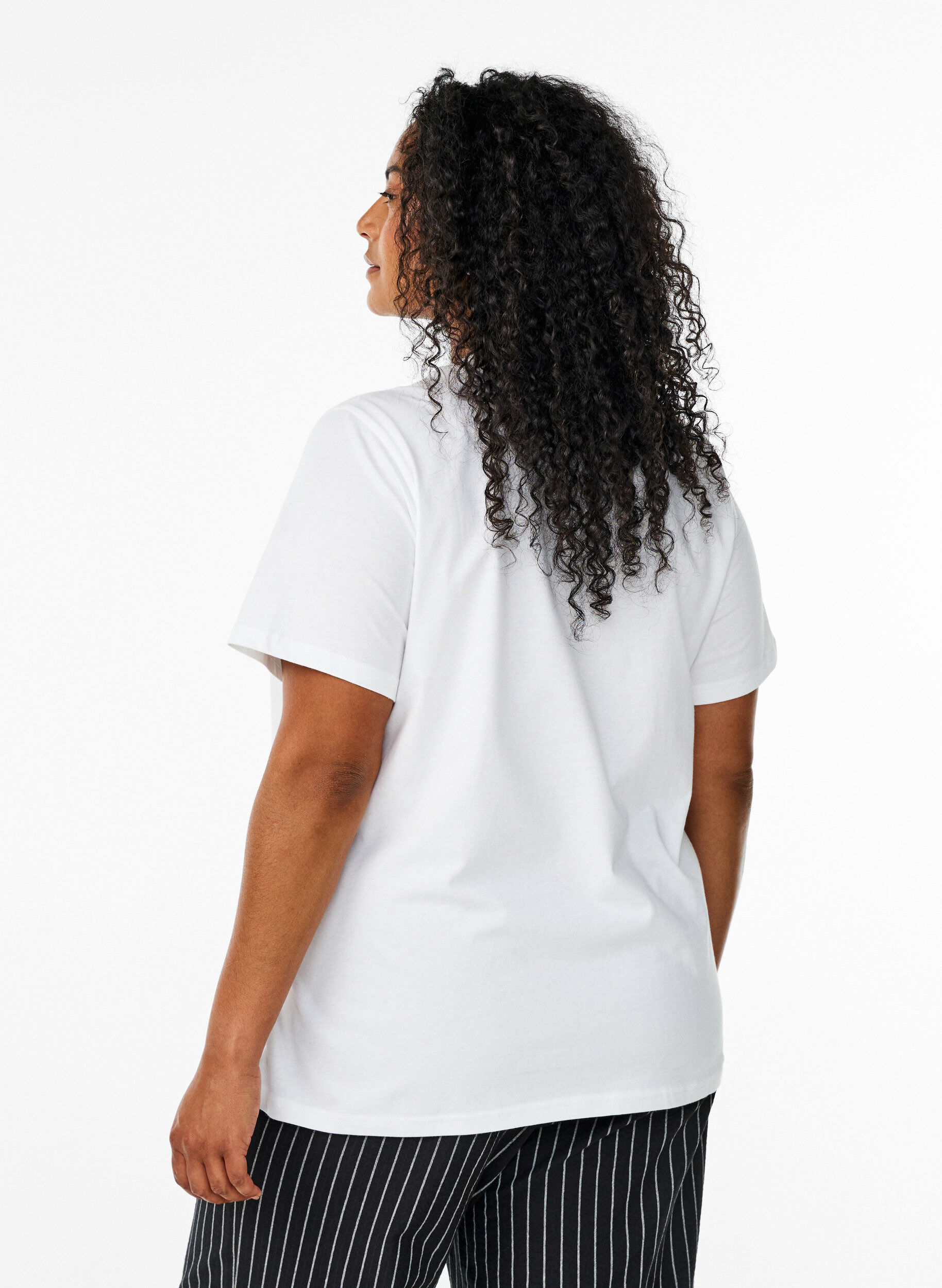 ZizziT-shirt i &oslash;kologisk bomuld med citrusmotiv, Hvid, Model image number 1
