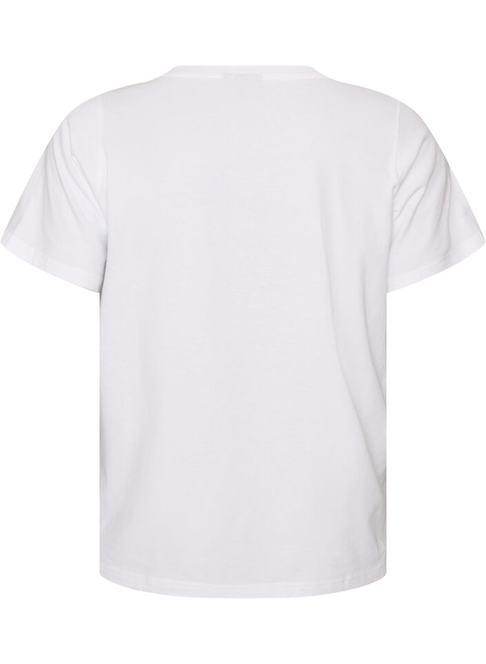 T-shirt i &oslash;kologisk bomuld med bamsemotiv, Hvid, Packshot image number 1