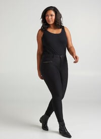 Tætsiddende bukser med lynlås detaljer, Black, Model