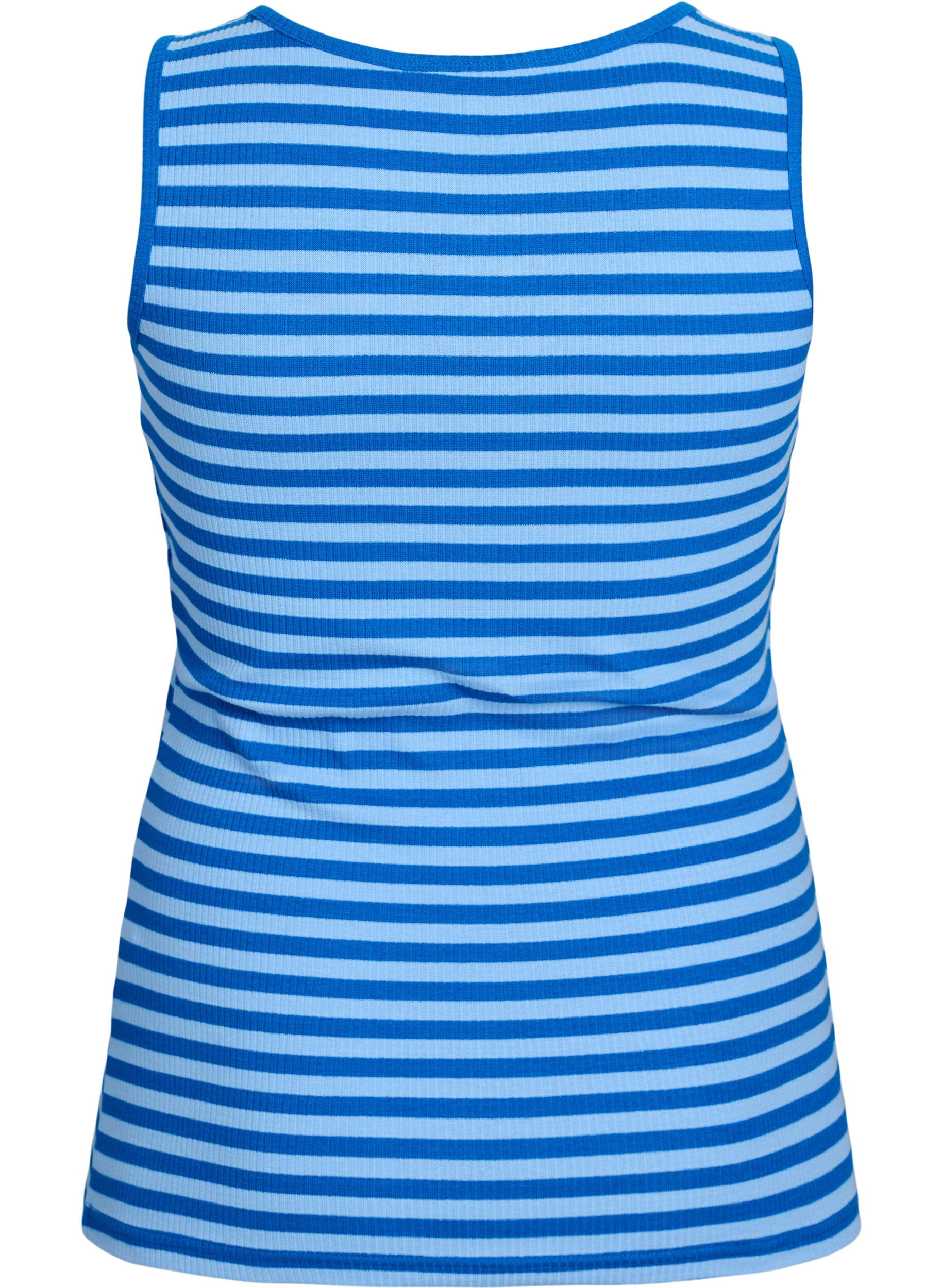 ZizziStribet tanktop med ribstruktur, Bl&aring;, Packshot image number 1