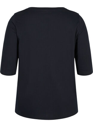 Økologisk bomulds t-shirt med 2/4 ærmer, Black, Packshot image number 1