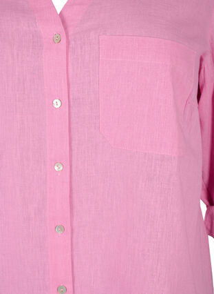 Skjortebluse med knaplukning i bomuldsmix med hør, Rosebloom, Packshot image number 2
