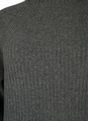 Meleret strikkjole med turtleneck, Dark Grey Melange, Packshot image number 2