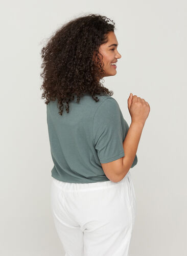 Kortærmet t-shirt med justerbar bund, Balsam Green, Model image number 1