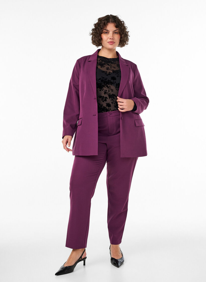 Klassisk blazer med knaplukning, Lilla, Model image number 1