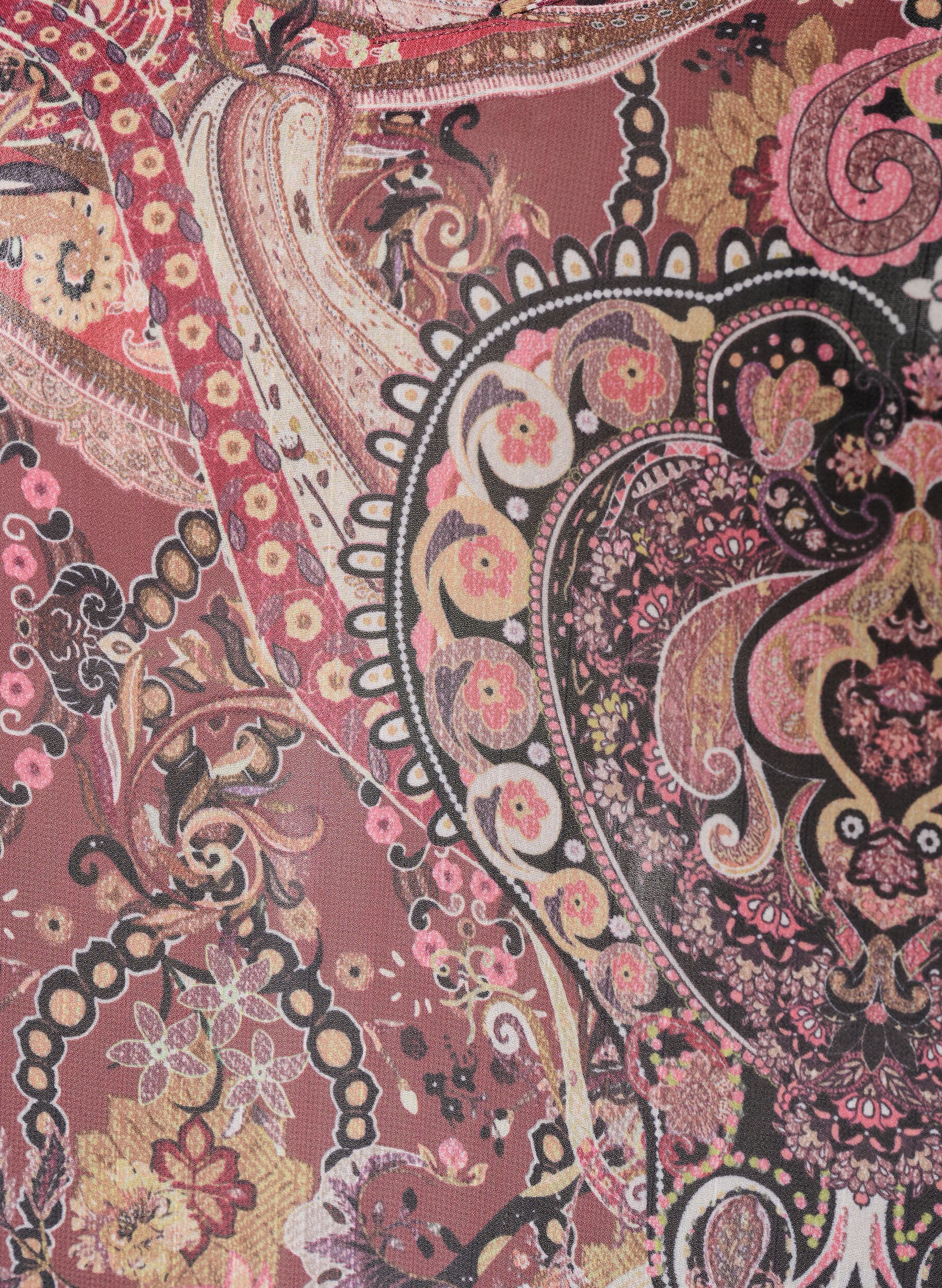 ZizziTunika med paisleyprint og smockmanchetter, Lyser&oslash;d, Packshot image number 2