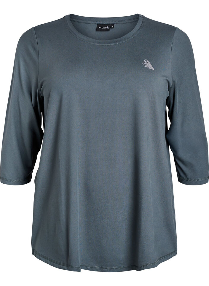 Tr&aelig;ningsbluse med 3/4 &aelig;rmer, Gr&aring;, Packshot image number 0