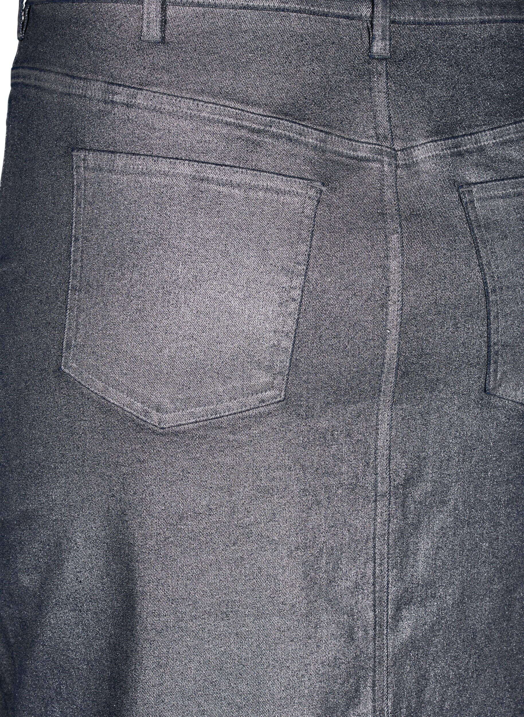 Zizzi S&oslash;lv coated midinederdel, Gun Sliver, Packshot image number 4