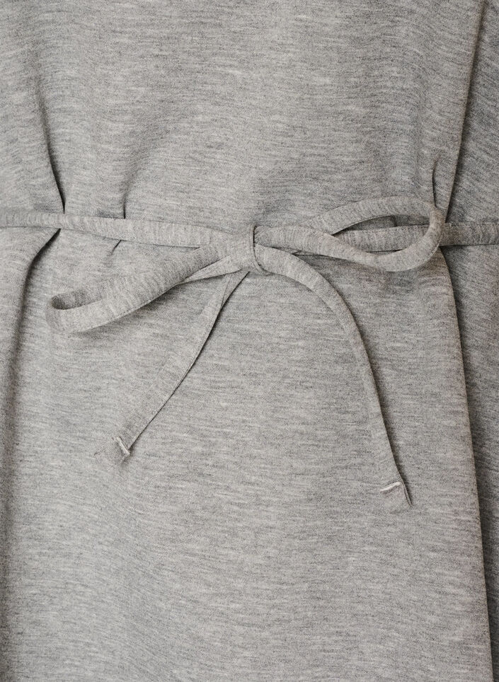 Bluse med bindeb&aring;nd og puf&aelig;rmer, Gr&aring;, Packshot image number 2