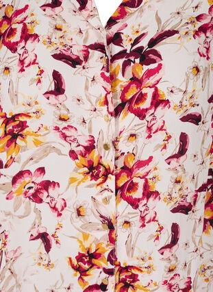 Skjorte tunika i viskose med 3/4 og print, Beige w. Flower AOP, Packshot image number 2