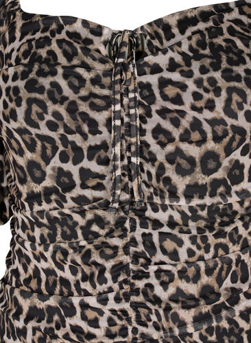 Kort mesh kjole med leoprint, Leo, Packshot image number 2