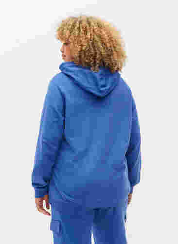 Sweatshirt med teksttryk og hætte, Dazzling Blue, Model image number 1