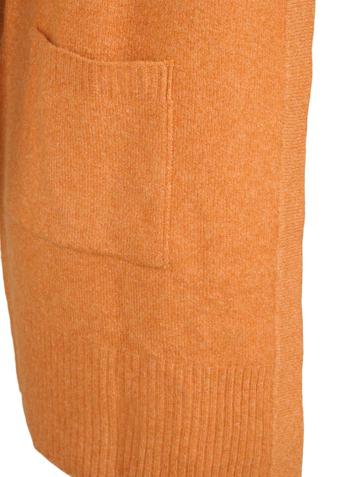 Meleret strik cardigan med lommer, Orange, Packshot image number 3