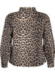 Denimjakke med leopardprint og brystlommer, Brun, Packshot image number 1