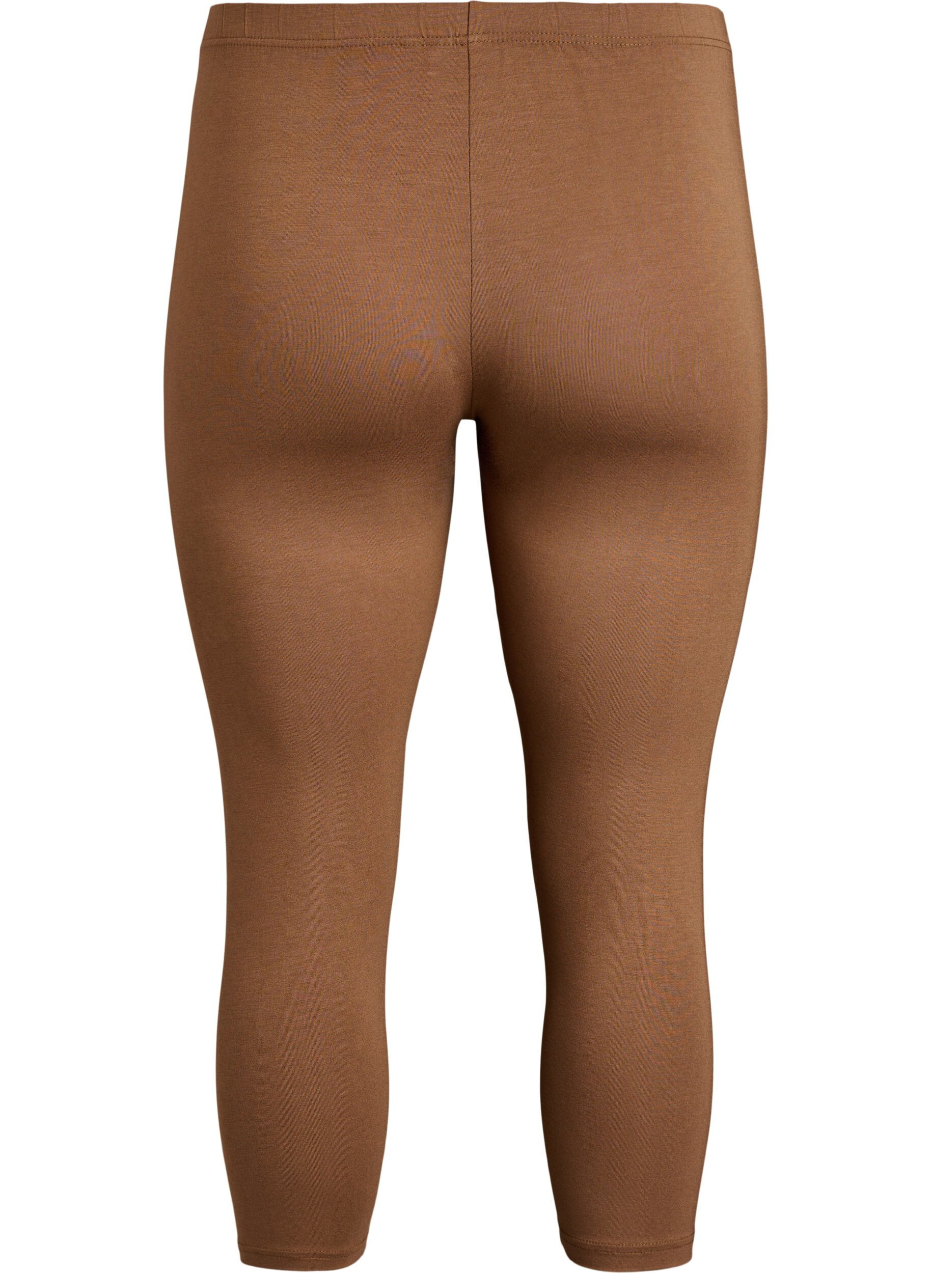 Zizzi Basis 3/4 leggings i viskose, Brun, Packshot image number 1