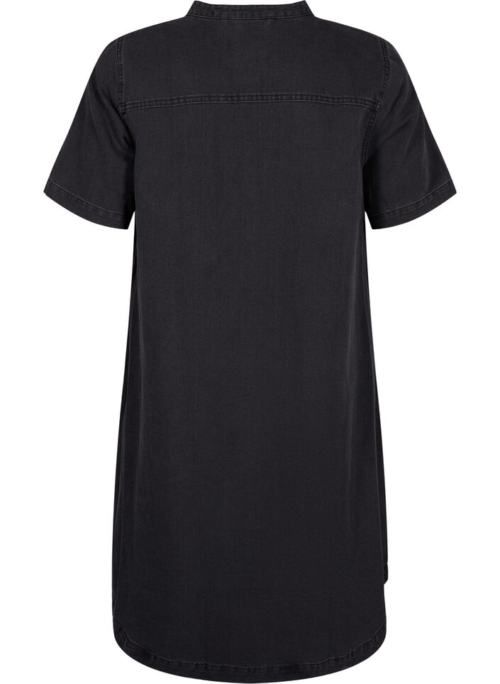 A-shape denimkjole med korte ærmer, Grey Denim, Packshot image number 1