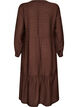 Viskosekjole med broderi og fl&aelig;selag, Brun, Packshot image number 1