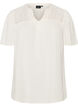 Bluse i viskose med broderie anglaise, Beige, Packshot image number 0