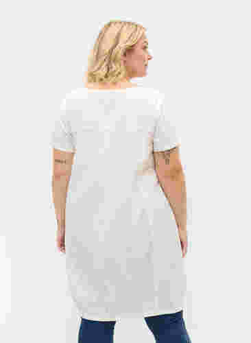 Kortærmet kjole i bomuld, Bright White, Model image number 1
