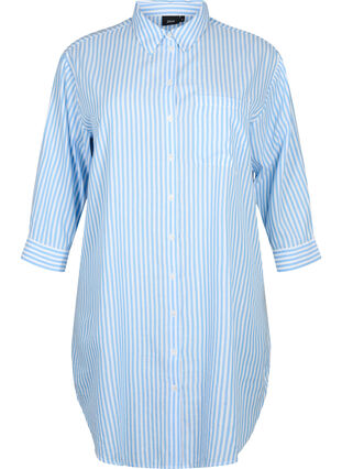 Lang stribet skjorte med 3/4 ærmer, Marina W. Stripe, Packshot image number 0