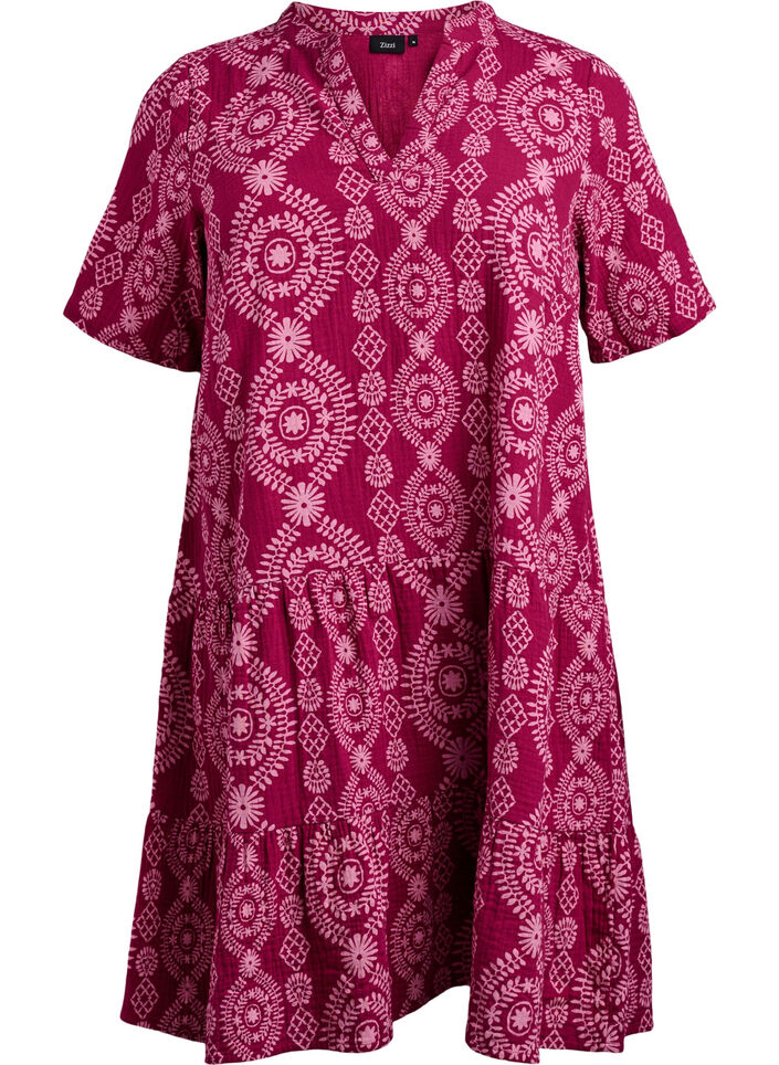 Kort kjole i bomuldsmusselin med m&oslash;nster, 9992, Packshot image number 0