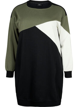 Lang sweatshirt med colorblock, Kalamata Color B. , Packshot image number 0