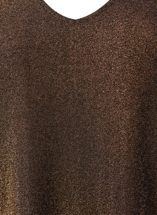 Glimmerbluse med pufærmer, Black Copper, Packshot image number 2