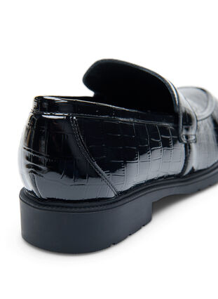 Wide fit croco loafers i læder, Black, Packshot image number 4
