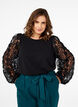 Bluse med 3D-blomster, Black, Model image number 0